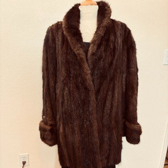 Vintage 60s mink coat Womens XL Real fur Pockets fully lined 1960s classic coat - Picture 1 of 9
